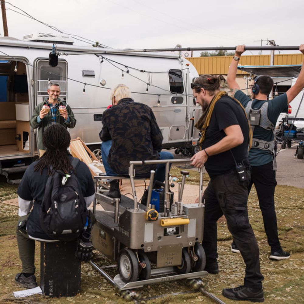 Behind the scenes on location for a client shoot.